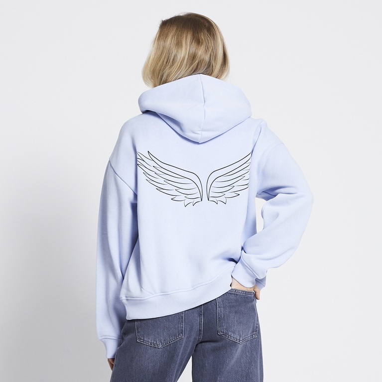 Printed heavy hoodie "Hilma Printed" Light blue